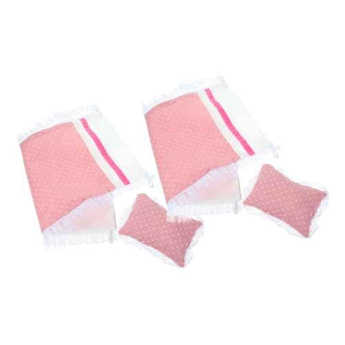 VICASKY 2 Sets Puppenhaus Bettwäsche Set Miniatur Kissen Quilt Bettlaken Für Puppe Puppenhaus Schlafzimmer Zubehör von VICASKY