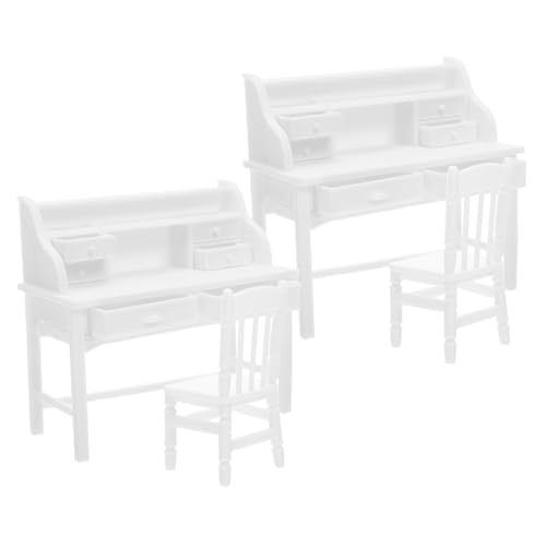 VICASKY 2 Sätze Realistische Miniatur Schreibtisch Und Stuhl Mit Öffnenden Schubladen Kreatives Für Zuhause Schule Und Reisen von VICASKY