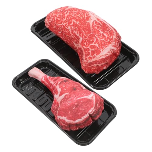 VICASKY 2 Sätze Realistisches Steak Lebensechte Fake Beef Steak Modelle Hochwertige Deko und Fotografie Requisiten Robust und Vielseitig für Restaurant Küche Schulung und Heimgebrauch von VICASKY