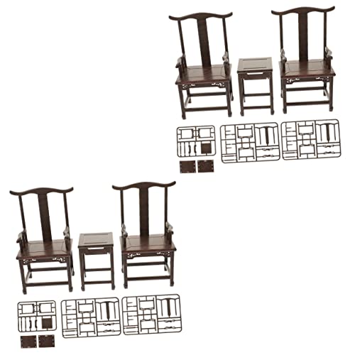 VICASKY 2 Sätze Simulationstisch und Stuhl Puzzle-Montagestuhl Miniatur-Holzmöbel Kinderspielzeug Arts and Crafts for Rätsel Spielzeuge simulierte Stühle Spielhaus-Sessel gebaut von VICASKY