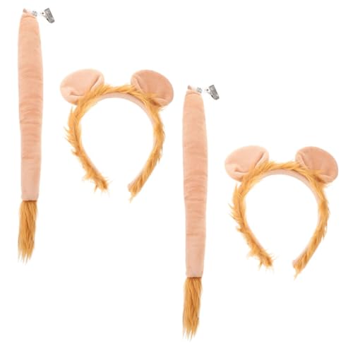 VICASKY 2 Sätze Stirnband- -Set Kleinkind Tiere Kostüm Requisiten Kinderkostüm-Requisite Plüsch Mähne UPS attraktives Tierkostüm Löwenkostüme Requisiten Stoff Orange von VICASKY