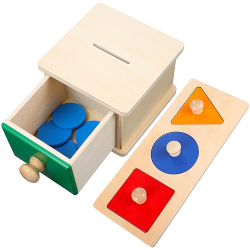 VICASKY 2 Satz Montessori für Kleinkinder Holz Coin Box mit Geometrischen Puzzles für Frühes Lernen und Interaktive Spiele für Junge Mädchen VICASKY 2 Satz Montessori für Kleinkinder Holz Coin Box mit Geometrischen Puzzles für Frühes Lernen und Interaktive Spiele für Junge Mädchen von VICASKY