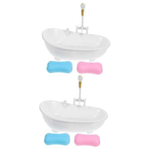 VICASKY 2 Sets Badezimmer Spielzeug Puppenhaus Zubehör Puppen Badewanne Simulation Mini Badewanne Puppenhaus Möbel Badezimmer Rollenspiel Spielzeug Miniatur Badewanne Modell von VICASKY