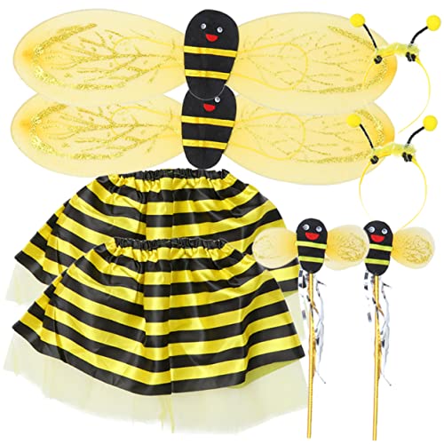 VICASKY 2 Sets Kostü Bienen Flügel Zauberstab Haarreif Rock Cosplay Zubehör Partybedarf Für 8 Teiliges Set Ideal Für Fasching Und Karneval VICASKY 2 Sets Kostü Bienen Flügel Zauberstab Haarreif Rock Cosplay Zubehör Partybedarf Für 8 Teiliges Set Ideal Für Fasching Und Karneval von VICASKY