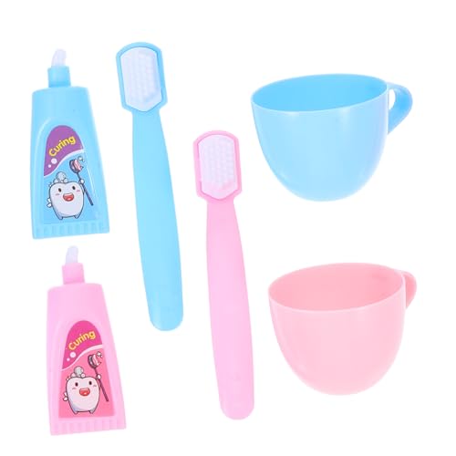 VICASKY 2 Sets Miniaturpuppen-badezimmerset Mit Zahnbürste Für Das Spielen Und Puppenrollenspiel Umfassen Miniaturzahnpasta Und Bath Essentials von VICASKY