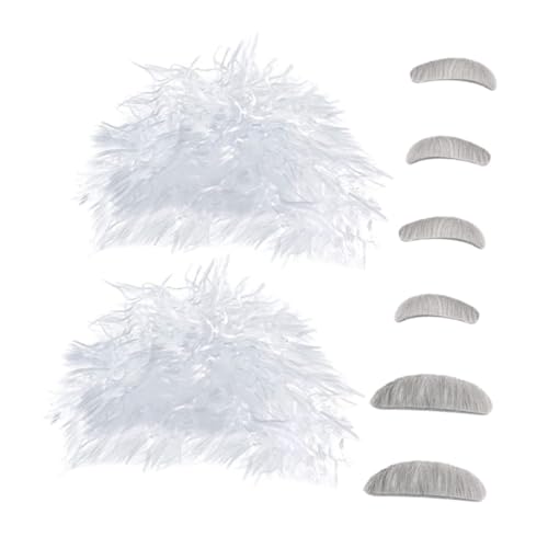 VICASKY 2 Sets Professor Cosplay Perücken Beards Augenbrauen Wissenschaftler Haar Perücken Professor Kostüm Requisite Halloween Themenparty Haarzubehör von VICASKY