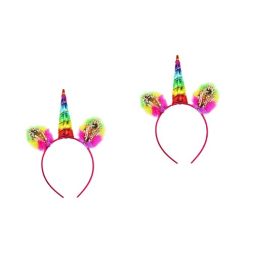 VICASKY 2 Stck. Bunte Einhorn Haarreif Stirnband Geburtstagskopfschmuck Cartoon Party Kopfbedeckung für Jungen Mädchen Cosplay und Fasching VICASKY 2 Stck. Bunte Einhorn Haarreif Stirnband Geburtstagskopfschmuck Cartoon Party Kopfbedeckung für Jungen Mädchen Cosplay und Fasching von VICASKY