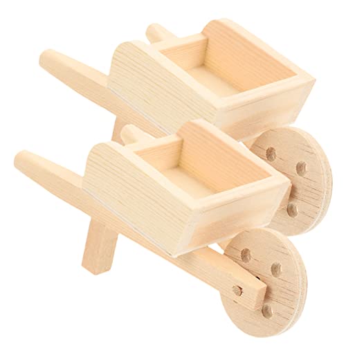 VICASKY 2 Stck. Mini Schubkarre Holz Modell für Puppenhaus Dekoration und DIY Gartenaccessoires Miniaturwagen für Fotografie und Miniaturgärten VICASKY 2 Stck. Mini Schubkarre Holz Modell für Puppenhaus Dekoration und DIY Gartenaccessoires Miniaturwagen für Fotografie und Miniaturgärten von VICASKY