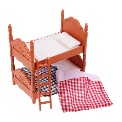 VICASKY 2 Stck. Miniatur Doppelstockbett Spielzeugbett Puppenhaus Möbel Simulation Langlebiges Mini Bett für Puppen Schlafzimmer Dekoration Umweltfreundliches Miniaturbett für Sammler von VICASKY