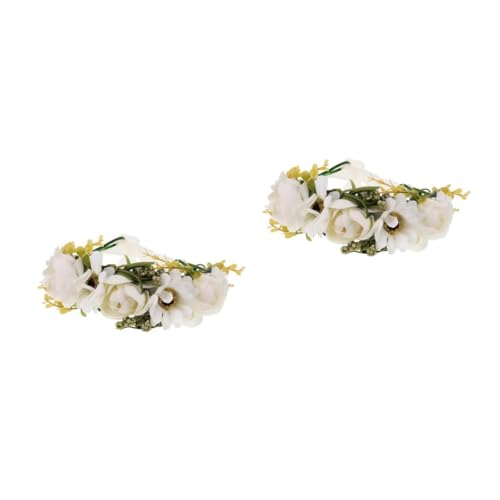 VICASKY 2 Stck. Weißer Braut Blumenkranz Haarschmuck mit Realistischer Rosenoptik Leichter Party Haarreif für Hochzeit Fotorequisite und Cosplay Geeignet Komfortabel und Vielseitig für von VICASKY