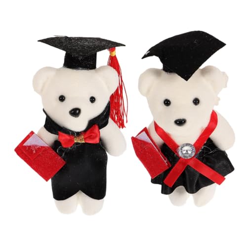 VICASKY 2 Stück Abschluss Dr. Bär Abschlussbär Vorhanden Abschlussparty Abschluss Stofftiere Weiche, Flauschige Puppe Kleine Bärenpuppe Abschluss Bär Black Schaum von VICASKY