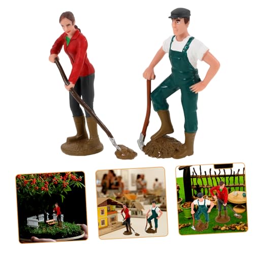 VICASKY 2 Stück Bauernfiguren Simulation Farmer Modelle Dekoration für Wohnzimmer Schlafzimmer Büro und Mehr Realistische Details für Freunde von VICASKY