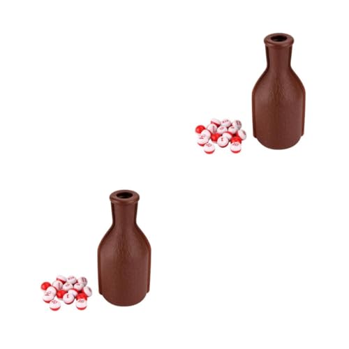 VICASKY 2 Stück Billiard Shaker Bottle Set mit Nummerierten Kugeln Snooker Pool Zubehör aus Langlebigem Kunststoff für Party und Heimgebrauch Braun von VICASKY