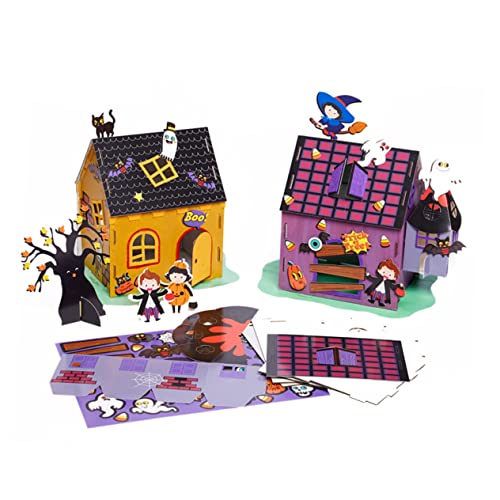 VICASKY 2 Stück Halloween DIY Haus Modell Papier Bastelset für Handgefertigtes Zusammengebautes Haus für Kreative Projekte und Dekoration von VICASKY