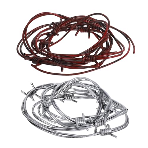 VICASKY 2 Stück Halloween Deko Stacheldraht Realistisches PE Soft Kunststoff Prop Für Gruselige Party Dekorationen Innen Außen Spukhaus Zubehör Silber Rot VICASKY 2 Stück Halloween Deko Stacheldraht Realistisches PE Soft Kunststoff Prop Für Gruselige Party Dekorationen Innen Außen Spukhaus Zubehör Silber Rot von VICASKY