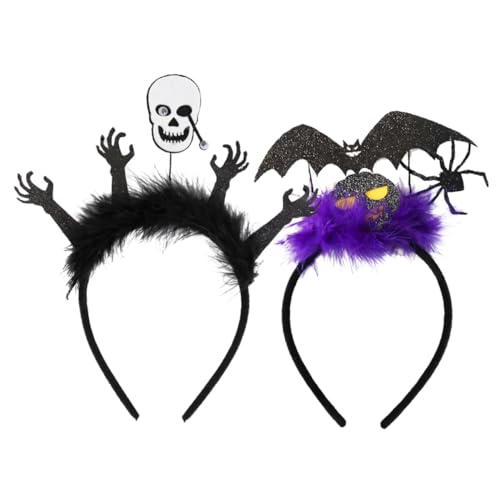 VICASKY 2 Stück Halloween Haarreif mit Spinne und Fledermaus Motiv Leichtes Karneval Stirnband für Erwachsene Bequemes Halloween Party Accessoire Langlebig und Auffällig von VICASKY