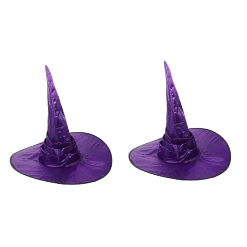 VICASKY 2 Stück Halloween Hexenhut Damen Cosplay Hut mit Breiter Krempe Dunkelviolett Halloween Kostüm Zubehör Leicht und Bequem für Party Maskerade und Bühnenauftritte von VICASKY