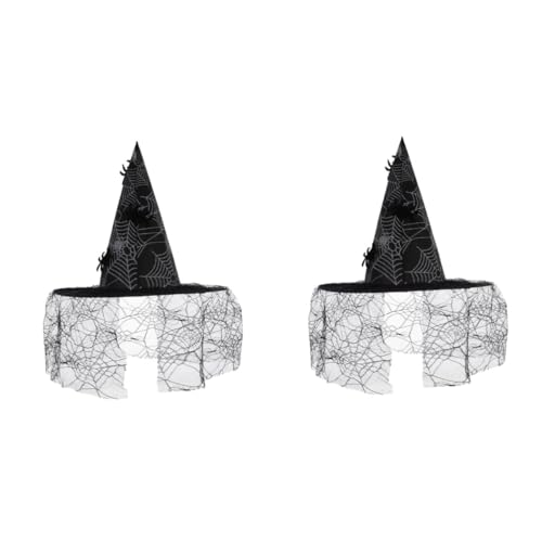 VICASKY 2 Stück Halloween Hexenhut Damen Cosplay Spitze Spinnenmuster Karneval Partyhut Wiederverwendbar Leicht und Komfortabel für Maskerade und Themenpartys VICASKY 2 Stück Halloween Hexenhut Damen Cosplay Spitze Spinnenmuster Karneval Partyhut Wiederverwendbar Leicht und Komfortabel für Maskerade und Themenpartys von VICASKY