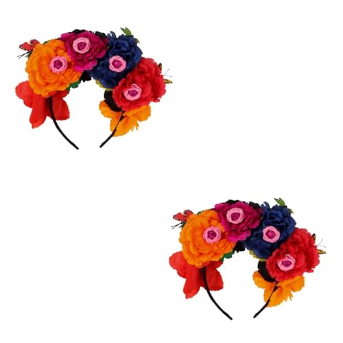 VICASKY 2 Stück Halloween Rosen Blumenstirnband mit Künstlichen Schmetterlingen Modischer Stoff Haarreif für Damen Party und Kostümzubehör Bequem und Vielseitig Einsetzbar für Halloween von VICASKY