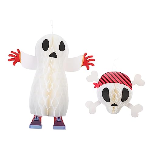 VICASKY 2 Stück Halloween Skelett Schädel Deko Gruselige Ornamente für Einzigartige Partydekoration für Halloween Feste und Geisterhäuser von VICASKY