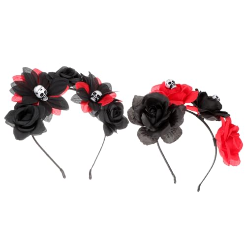 VICASKY 2 Stück Halloween Stirnband mit Künstlichen Rosen und Totenkopf Geweih Party Kopfschmuck für Damen und Mädchen Day Of The Dead Blumenhaarreif für Kostüm und Karneval VICASKY 2 Stück Halloween Stirnband mit Künstlichen Rosen und Totenkopf Geweih Party Kopfschmuck für Damen und Mädchen Day Of The Dead Blumenhaarreif für Kostüm und Karneval von VICASKY