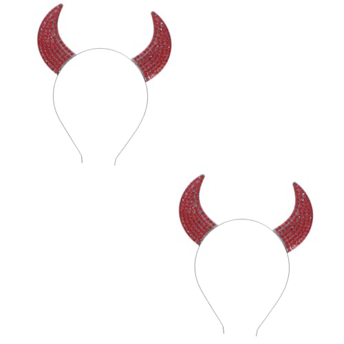 VICASKY 2 Stück Halloween Teufelshörner Haarreif Strass Leichter Stirnband Kopfschmuck für Damen Bequemes Halloween Cosplay Accessoire von VICASKY