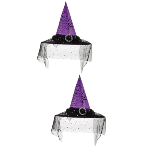 VICASKY 2 Stück Hexenhut mit Spitzen Schleier Kreatives Halloween Kostüm Partyaccessoire Leichter Komfortabler Damen Hexenhut für Cosplay Themen und Geburtstagspartys VICASKY 2 Stück Hexenhut mit Spitzen Schleier Kreatives Halloween Kostüm Partyaccessoire Leichter Komfortabler Damen Hexenhut für Cosplay Themen und Geburtstagspartys von VICASKY