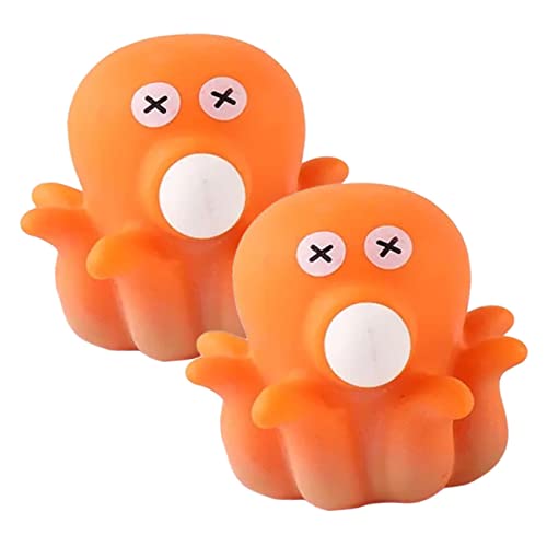 VICASKY 2 Stück Kneifen Stressspielzeug Stress Beruhigendes Drücken Kleine Quetschspielzeuge Oktopus -Squeeze- Orange von VICASKY
