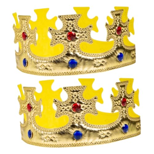 VICASKY 2 Stück Königskrone Goldfarben Leicht Cosplay Kopfschmuck für Jungen Party Geburtstag Halloween Bühnenauftritt Bequem und Sicher von VICASKY