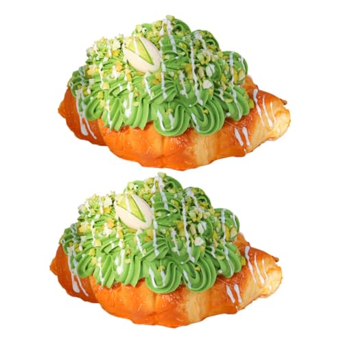 VICASKY 2 Stück Künstliches Croissant Modell PU Brot Fotografie Requisiten Realistische Nachbildung für Partydekoration Lebensmittel für Zuhause Schaufenster Deko von VICASKY