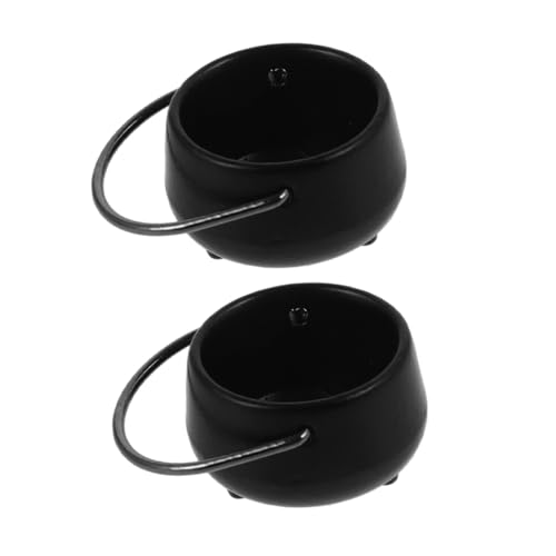 VICASKY 2 Stück Maßstab Schwarzer Hängender Kessel Robust Detailgetreu Für Halloween Outdoor Feuerstelle Puppenhaus Dekoration von VICASKY