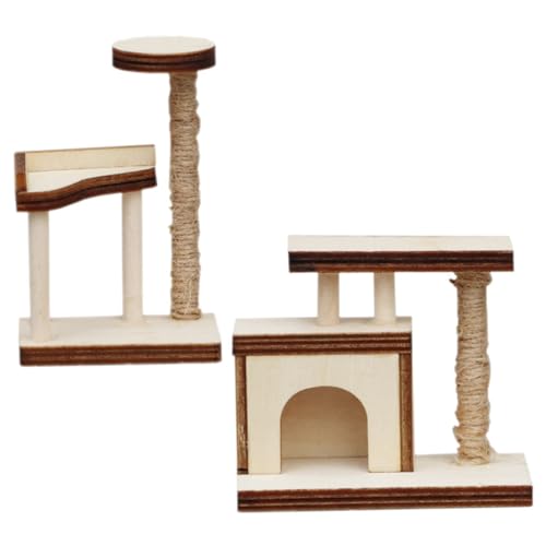 VICASKY 2 Stück Maßstab Stabiles Dekoratives Katzenbaum Zubehör für Miniatur Haustierzimmer Realistische Oberfläche Elegantes Design von VICASKY