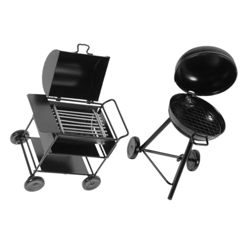 VICASKY 2 Stück Mini BBQ Grill Teilig Miniatur Retro Stil Detailgetreues Puppenhaus Zubehör Realistische Miniatur Grillmodelle für Kreative Küchendekoration und Sammler von VICASKY