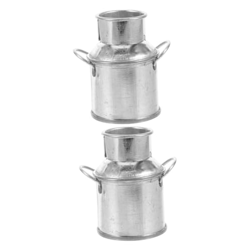 VICASKY 2 Stück Mini Metall Eimer Kleine Miniatur Blumen Eimer Dekorative Mini Vasen Leichte Metallkübel für Puppenhaus Tischdeko Miniatur Deko für Tiny House und Landschaft von VICASKY