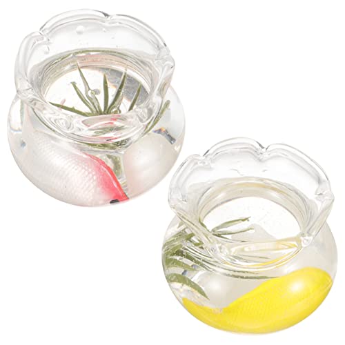 VICASKY 2 Stück Miniatur Fischglas Realistisches Aquarium Modell Miniatur Fischtank für Puppenhaus DIY Landschaft Dekoration Fische Zubehör von VICASKY