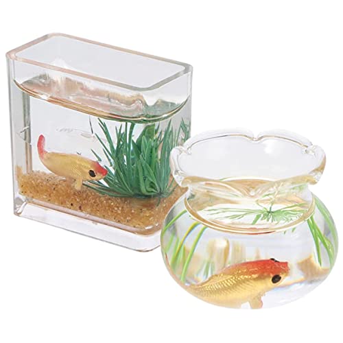 VICASKY 2 Stück Miniatur Fischtanks aus und Kunststoff Dekorative Haus Deko für Puppenhäuser und Aquarien und Zufällige Farben Zufällige Farbe von VICASKY