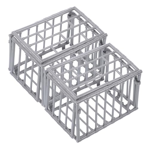 VICASKY 2 Stück Miniatur Käfig Modell aus Kunststoff Detailreiches DIY Zubehör für Kleine Puppen Dekoratives Mini Käfig Requisit für Puppenhaus und Sammelobjekte von VICASKY