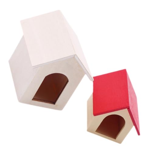 VICASKY 2 Stück Miniatur Puppenhaus Holz Hundehütten Teilig Leichte Stabile Handarbeitsmodelle Realistische Mini Hundehäuser Kindgerechtes Dekorationsspielzeug für Jungen und Mädchen von VICASKY