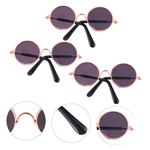 VICASKY 2 Stück Miniatur Sonnenbrillen für Puppen Teiliges Leichte Runde Brillen als Puppenzubehör und Fotorequisiten Modisch Transparent zum Verkleiden von VICASKY