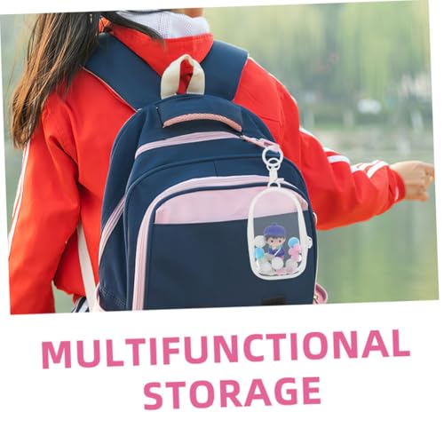 VICASKY 2 Stück PVC Transparente Aufbewahrungstasche mit Schlüsselanhänger Staubgeschützt Vielseitig für Mini Figuren Schmuck und Sammlerstücke Praktische Verschließbare Mini Puppen von VICASKY