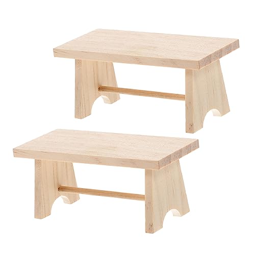 VICASKY 2 Stück Puppenhaus Couchtisch Spielzeughaus Esszimmertisch Kleiner Teetisch Puppenhausmöbel Miniatur Teetisch Teetisch Miniaturtisch Landschaftsdekoration Holz von VICASKY