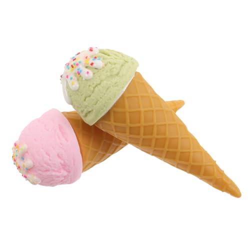 VICASKY 2 Stück Realistische Eiscreme Eistüten Deko aus Langlebigem Farbbeständig und Leicht als Food Prop für Schaufenster Fotografie und Partydekoration von VICASKY