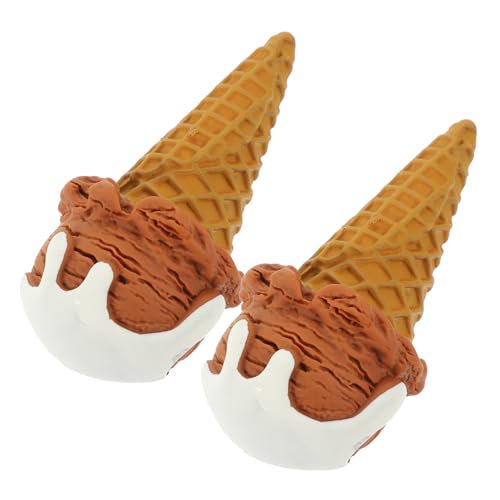 VICASKY 2 Stück Realistische Eiscreme Modell aus Resin Lebensechte Dessert Dekofiguren für Laden und Partyauslagen Langlebige Schaufenster Accessoires Fotorealistische Eistüten Nachbildung von VICASKY