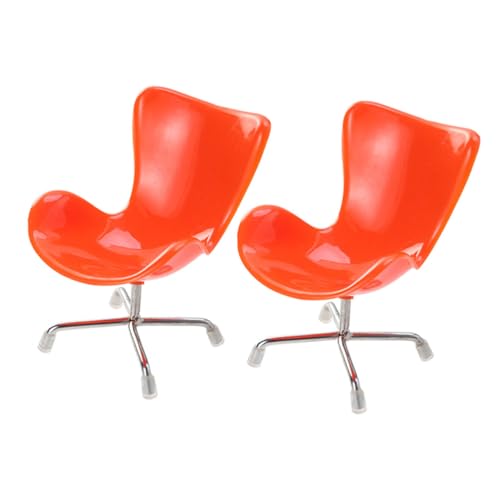VICASKY 2 Stück Realistische Miniatur Spielzeugstühle Das Mini Puppenmöbel Babypuppenspielzeug Mini Hausbedarf Mini Puppenbedarf Zarte Miniaturmöbel Orangefarbenes von VICASKY