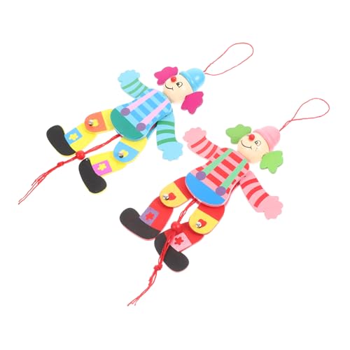 VICASKY 2 Stück Schnur Zugleinen-Clown- Marionette Puppen Cartoon-Clown- Clownspielzeug interaktives bastelset Clown doll Holzpuppe Clownpuppe aus Holz von VICASKY