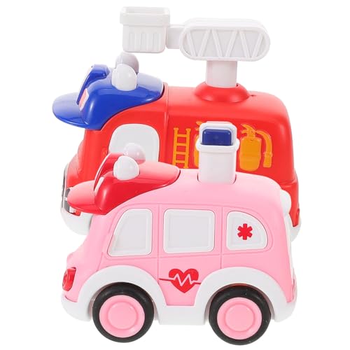 VICASKY 2 Stück Spielzeugautos für Rettungswagen und Feuerwehrauto Lustige Autos für Jungen und für Kleine Autofans Leicht und Tragbar Fördert Kreatives von VICASKY