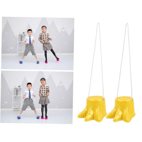 VICASKY 2 Stück Stelzenschuhe aus Robustem Kunststoff Gelb mit Seil Outdoor für Gleichgewichtstraining Balancieren und Sportliche Aktivitäten im Garten und Freizeitbereich von VICASKY