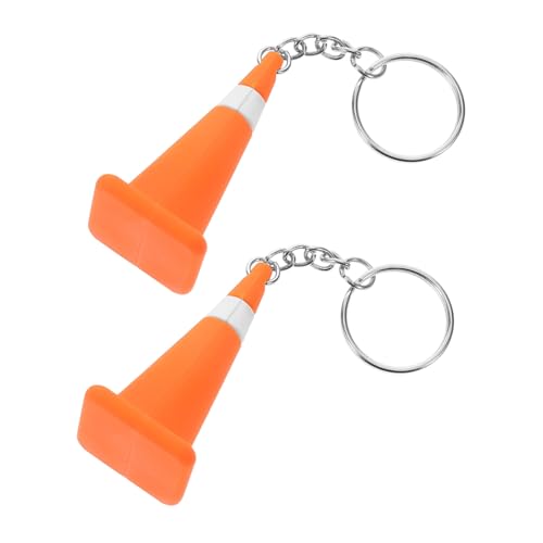 VICASKY 2 Stück Straßenkegel Schlüsselanhänger Bau Schlüsselanhänger Verkehrskegel Wagen Verkehrskegel Rollerwagen Verkehrskegel Partydekorationen Kleine Baukegel Orange von VICASKY