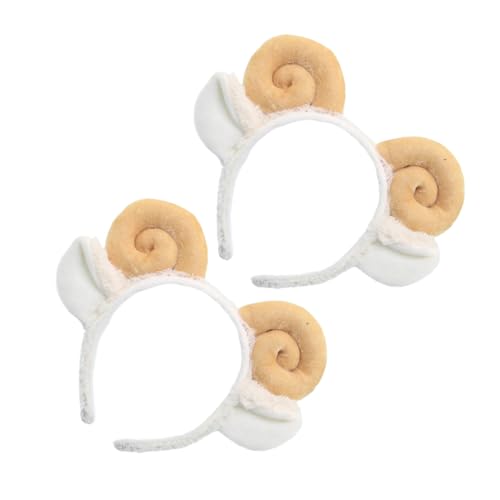 VICASKY 2 Stück Teiliges Cosplay Haarreif mit Weichen Schafhörnern und Plüsch Ohren Bequemes Stoff Stirnband für Damen Party Karneval Halloween und Tägliche Anwendung von VICASKY
