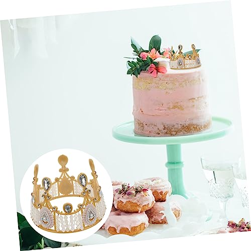 VICASKY 2 Stück Teiliges Dessert Kronen Cake Topper Kleine Goldene Kronen Dekoration für Geburtstagstorte und Party Tortendeko für Besondere Anlässe und Festliche Kuchenverzierungen von VICASKY